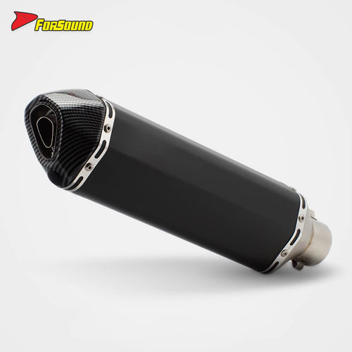 New Forsound RS Original Modified Stainless Steel Exhaust Muffler Pipe Universal Single Hole Tail Section 51Mm Black Body