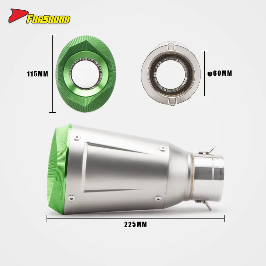 New Condition 51Mm/60Mm Universal Motorcycle Embossing Exhaust Muffler with DB Killer for KAWASAKI ZX-4R ZX-6R YAMAHA MT09 MT03