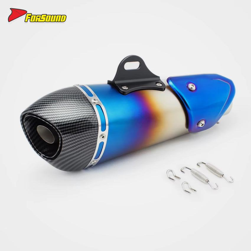 RS Original Carbon Fiber Universal Stainless Steel Motorcycle Exhaust Muffler New Condition Fits Z900 MT09 FZ6 G310GS