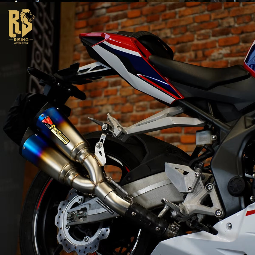 RS Original Universal Modified Exhaust Pipe for Motorcycles Roasted Blue Black Body Frosted Stainless Steel SC Gemini Tail New