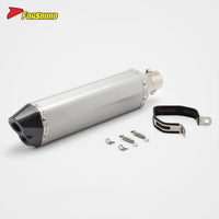 New RS Original Modified Stainless Steel Exhaust Muffler Pipe Replacement Universal Silver Body 51Mm Lengthened Hexagonal Double