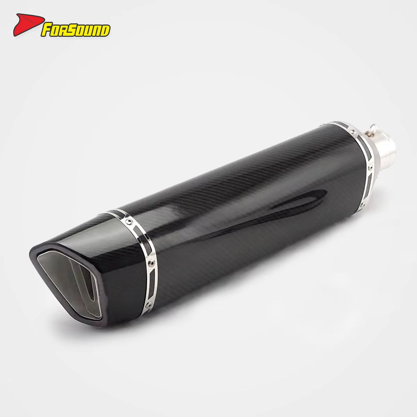 Stainless Steel Carbon Fiber 51Mm Roman Hoop End Can Long Exhaust Pipe Universal Motorcycle Pipe