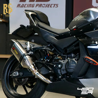Forsound New Stainless Steel Carbon Fiber Puppy Mid Tail Exhaust Pipe Includes Muffler Tip 450SR 450NK Street Motorcycle