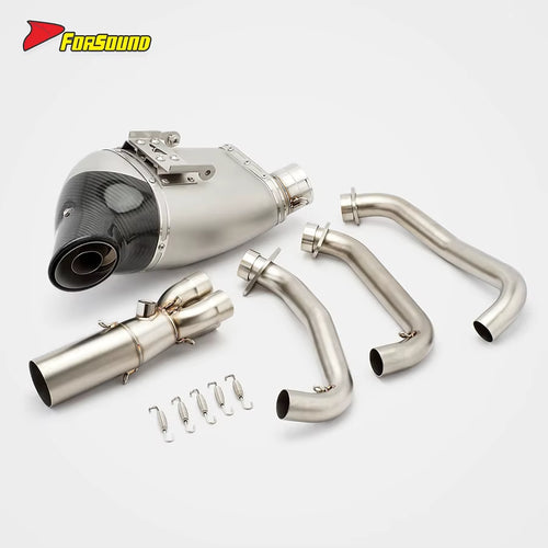 For CFMOTO 675NK 675SR Fit 2024-2025 Silvery Stainless Steel Motorcycle Full Bottom-Exit Exhaust System Deep Sound Customizable