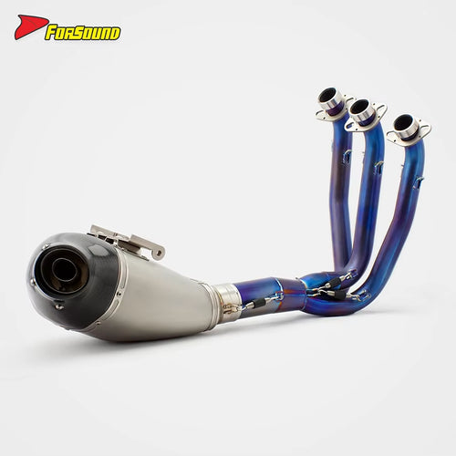 For CFMOTO 675SR 675NK Fit 2024-2025 Roasted Blue Titanium Alloy Motorcycle Carbon Bottom-Exit Exhaust System Customizable OEM