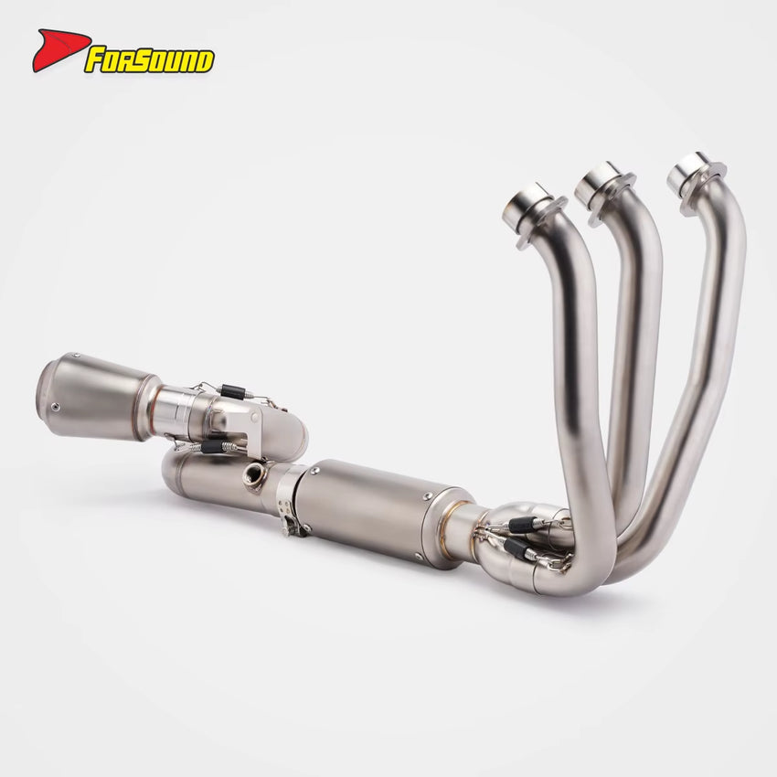 New FORSOUND 675SR 675NK Crown Spiral Underfloor Full Stainless Steel Silver Universal Exhaust System Dual Oxygen Sensor