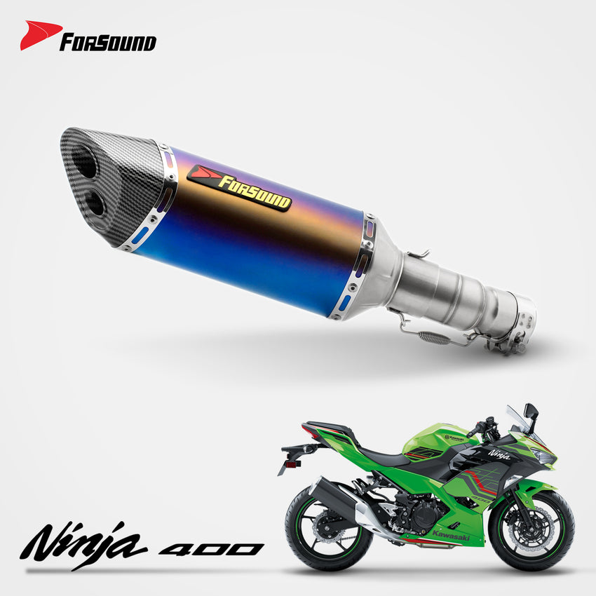 Forsound Factory Wholesale Price Motorcycle Exhaust Ninja 400 All Stainless Steel Carbon Fiber Double-hole Rectangular Muffler