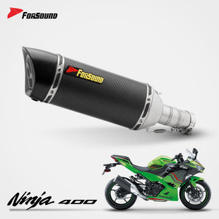 Forsound Factory Wholesale Price Motorcycle Exhaust Ninja 400 All Black Stainless Steel Carbon Fiber Rectangular Muffler