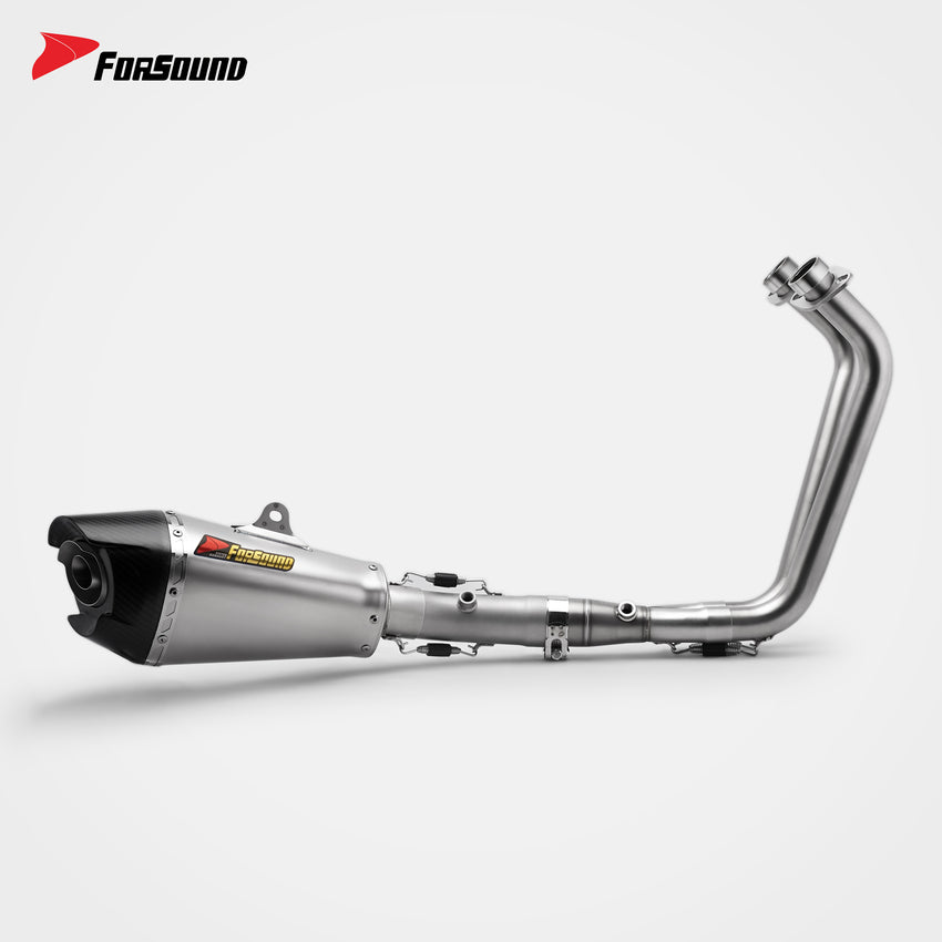FORSOUND Mt07 ท่อไอเสียทั้งระบบสเตนเลสคาร์บอนไฟเบอร์ออกใต้ท้องรถ สไตล์ AT-2 พร้อมช่องเสียบเซ็นเซอร์ O2 ปี 2014-2026