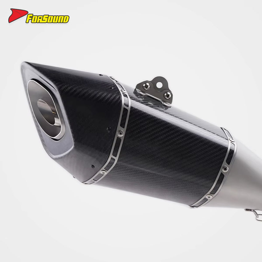 Exquisite and Heat Resistant Silvery White Stainless Steel Carbon Fiber Motorcycle Full Exhaust System for KAWASAKI ZX-6R ZX-4R
