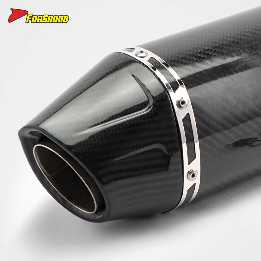 Stainless Steel Carbon Fiber 51Mm Marco Polo Roman Clamp End Can Universal Motorcycle Pipe