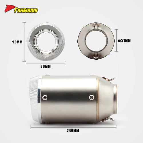 RS Original Forsound/Sound New Universal Stainless Steel Silver Exhaust Pipe Tail Section 51Mm