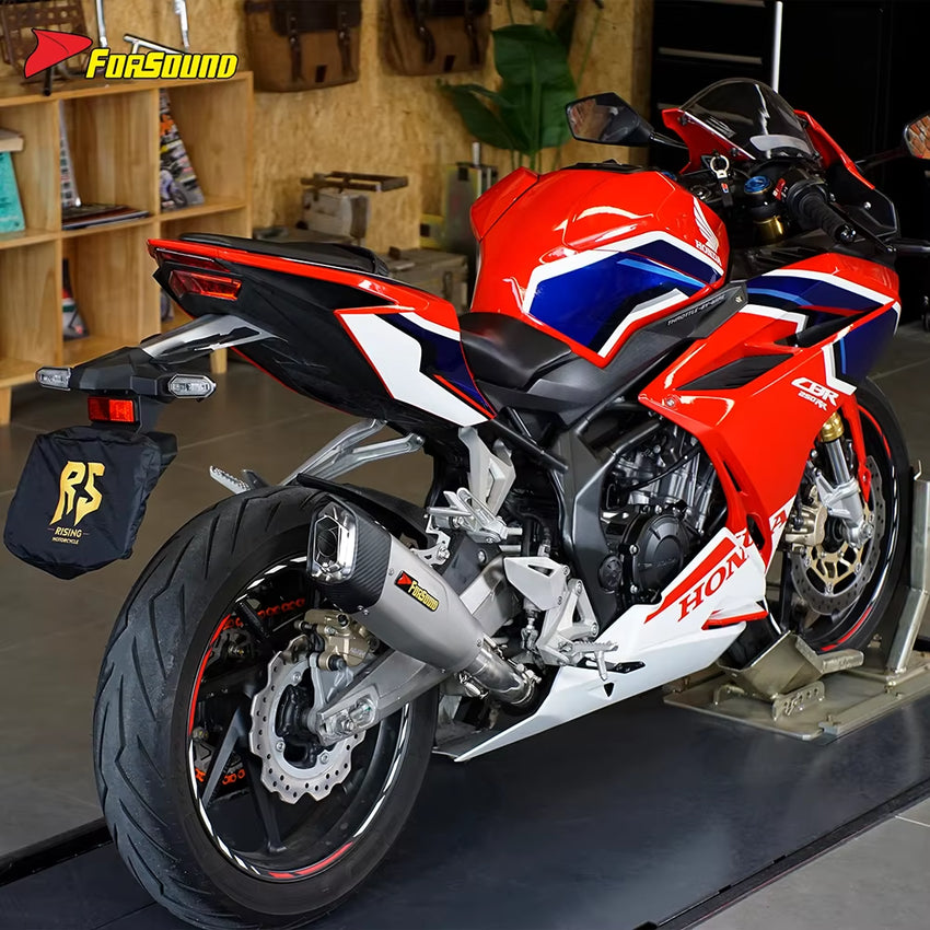 RS Original Universal Modified Motorcycle Exhaust Pipe Stainless Steel Pioneer Carbon Fiber Tail Section 51Mm Diameter New
