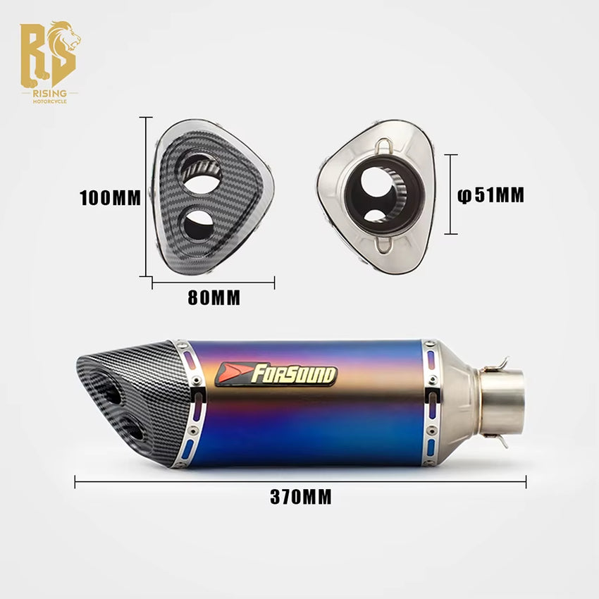 RS for Carbon Fiber Motorcycle Exhaust Pipe with Double Hole Tail for CBR 500 800NK T 700 752S 500F Models