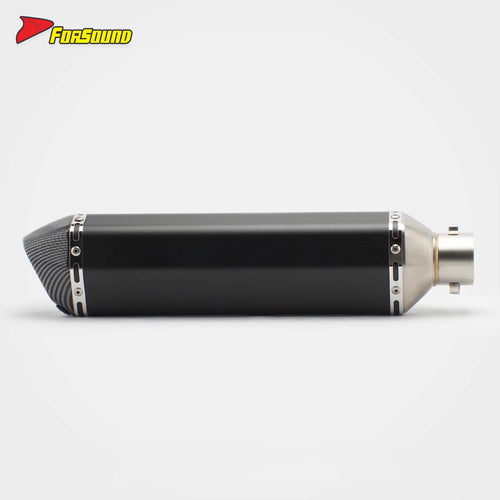 New Forsound RS Original Modified Stainless Steel Exhaust Muffler Pipe Universal Single Hole Tail Section 51Mm Black Body