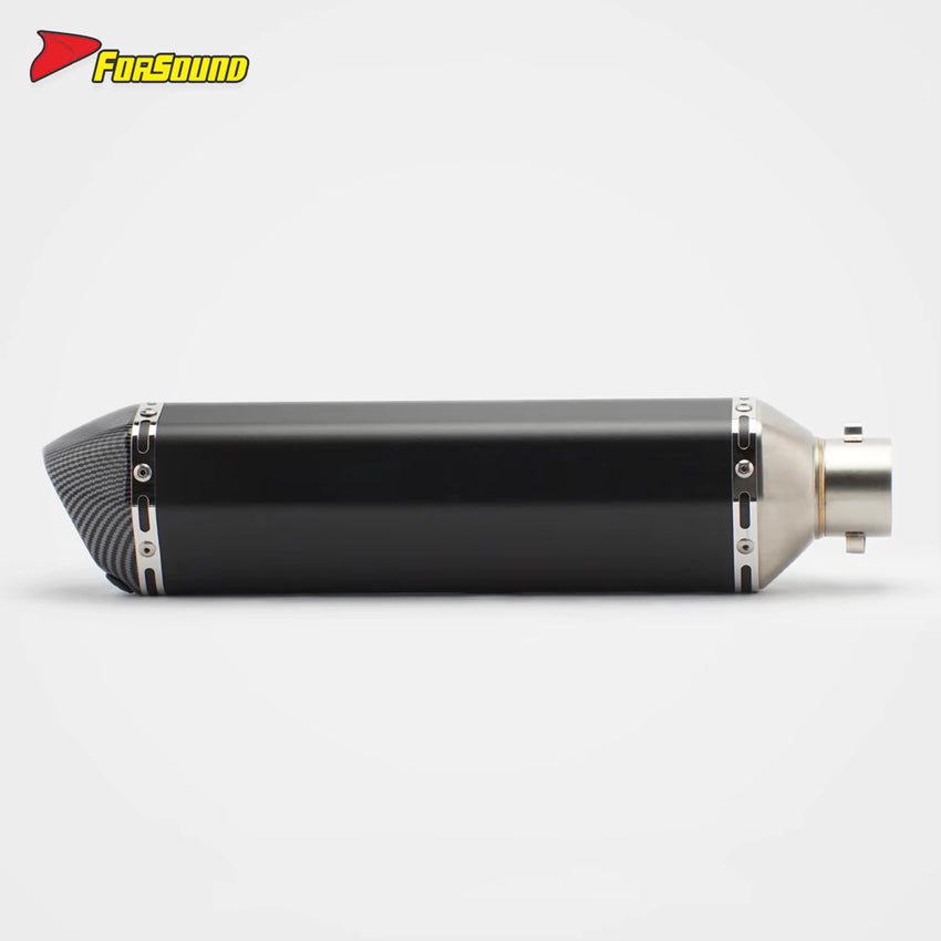 New Forsound RS Original Modified Stainless Steel Exhaust Muffler Pipe Universal Single Hole Tail Section 51Mm Black Body