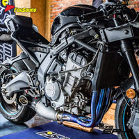 For CFMOTO 675SR 675NK Fit 2024-2025 Roasted Blue Titanium Alloy Motorcycle Carbon Bottom-Exit Exhaust System Customizable OEM