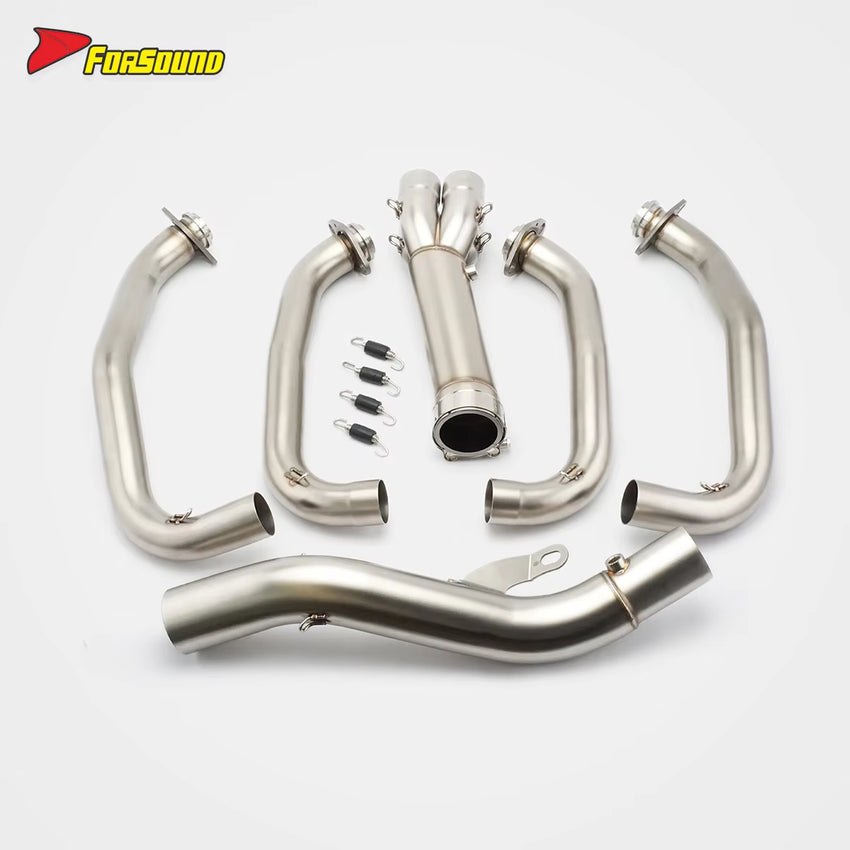 For KAWASAKI ZX-6R Fit 2003 - 2024 Titanium Alloy Front and Middle Section Exhaust Pipe Compatible Aftermarket Rear Exhaust OEM