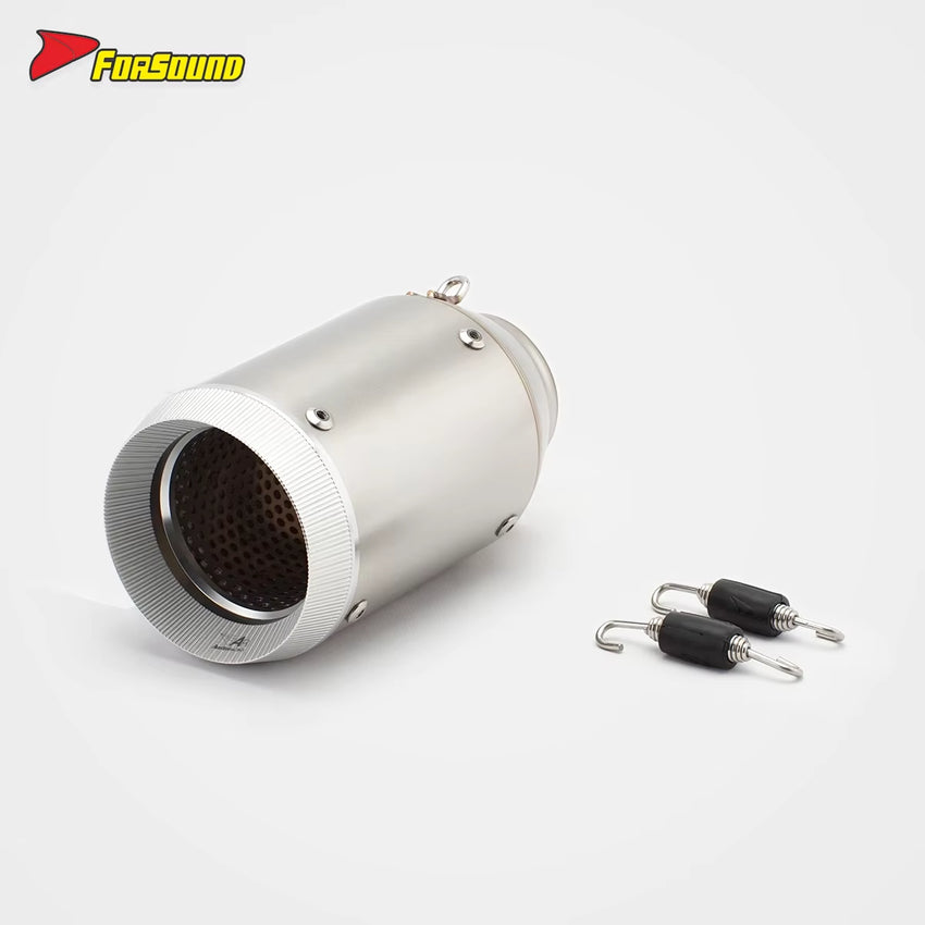 RS Original Stainless Steel 51Mm End Silver Mouth Can for Can Barrel New Exhaust Pipe Tail Section Universal Motorcycles