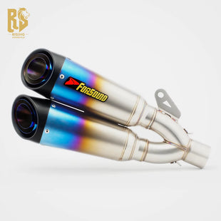 ท่อไอเสีย RS Original Universal ดัดแปลงสำหรับรถจักรยานยนต์ สีดำน้ำเงินไหม้ สแตนเลสแบบด้าน SC Gemini Tail ใหม่