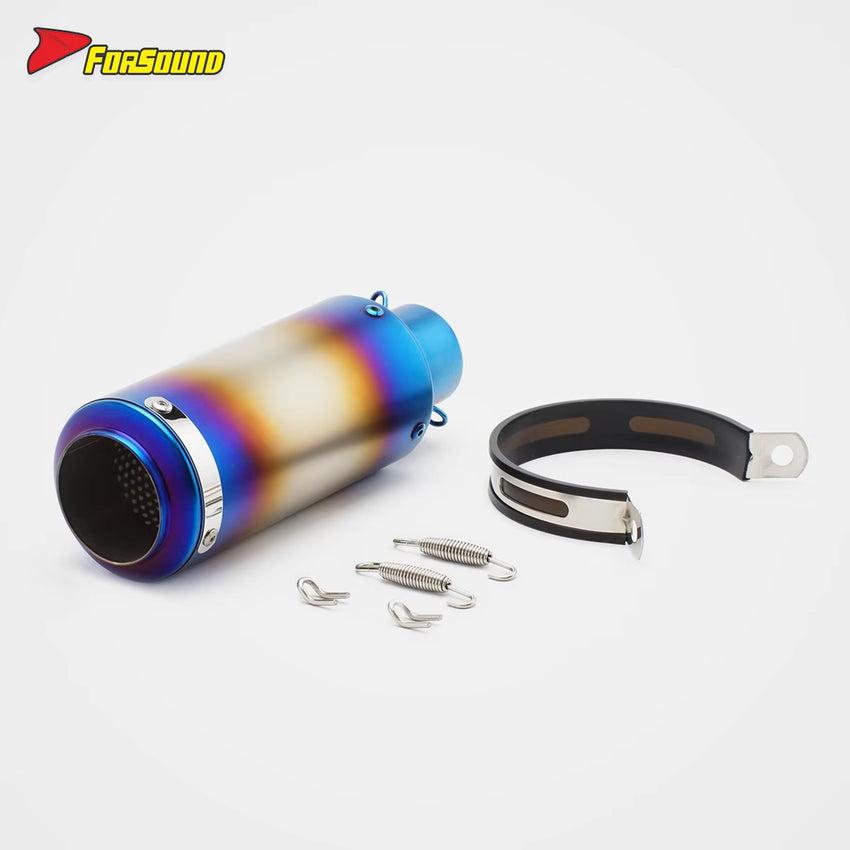 RS Original 51Mm Motorcycle Roasted Blue Pipe Escape Exhaust Muffler Gp-Project Universal Pitbike Racing Muffler