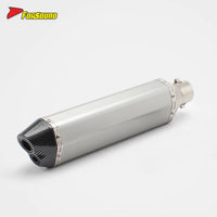 New RS Original Modified Stainless Steel Exhaust Muffler Pipe Replacement Universal Silver Body 51Mm Lengthened Hexagonal Double