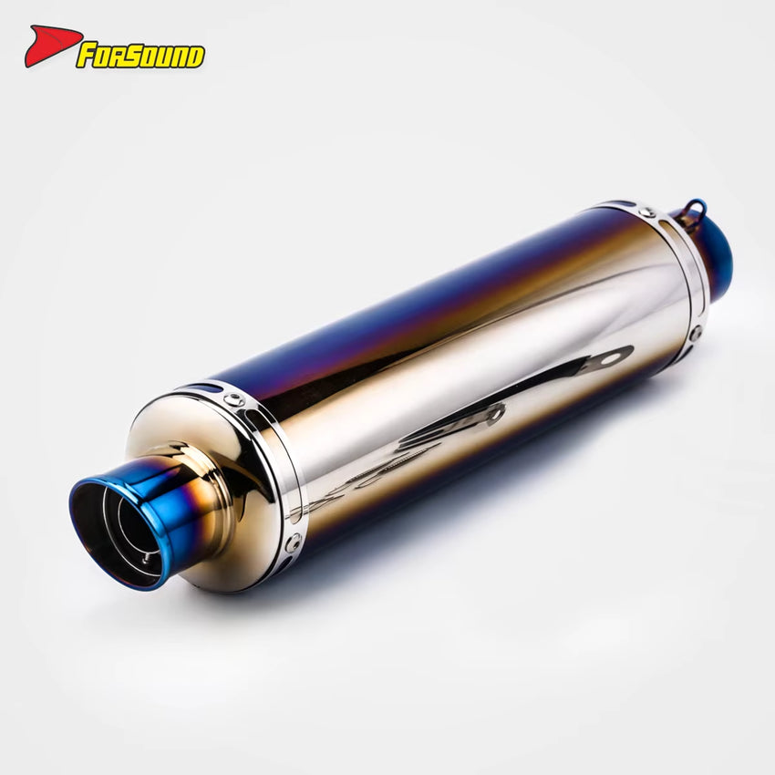 Stainless Steel Carbon Fiber 51Mm over Blue Retro Long End Can Exhaust Pipe for Universal Motorcycle