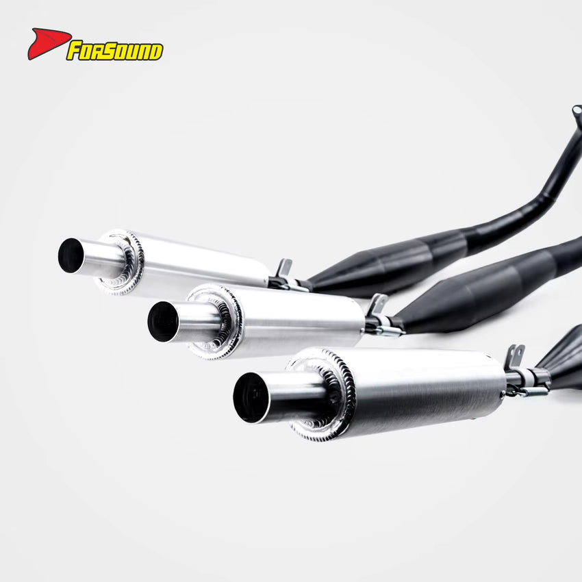 New FORSOUND KAWASAKI KH250 Retro Motorcycle 3-Into-3 Cast Iron Exhaust System Replacement High Temp Corrosion Resistance Full