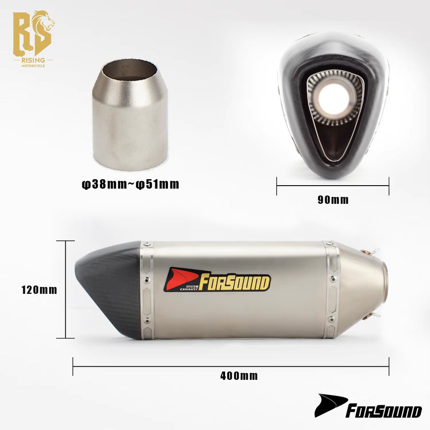 RS for Motorcycle Exhaust System Modified Carbon Fiber Exhaust Pipe for Puppy Triangle for ZX4R 450SR R3 GSX 600