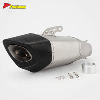 RS Universal Motorcycle Exhaust Muffler Carbon Tip 60Mm Caliber New Stainless Steel Modified Muffler for GSXR150 Z900 Z750 XJ6