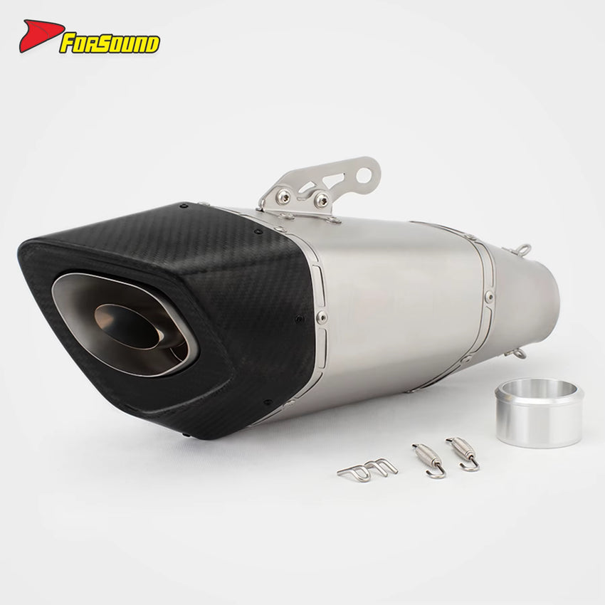 RS Universal Motorcycle Exhaust Muffler Carbon Tip 60Mm Caliber New Stainless Steel Modified Muffler for GSXR150 Z900 Z750 XJ6
