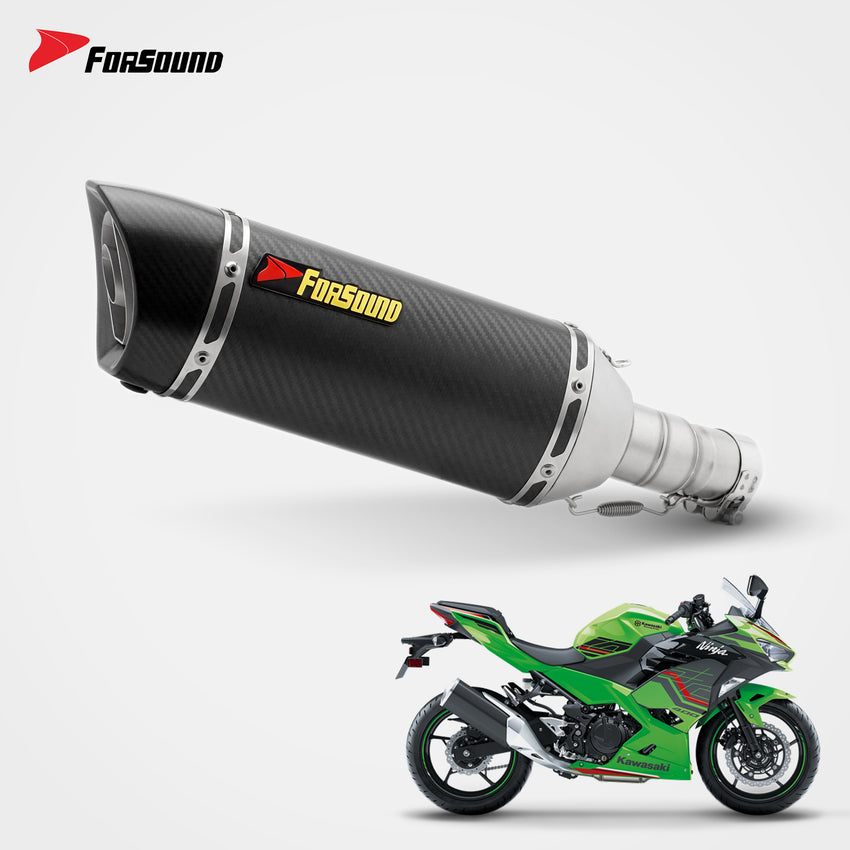 Forsound Factory Wholesale Price Motorcycle Exhaust Ninja 400 All Black Stainless Steel Carbon Fiber Rectangular Muffler