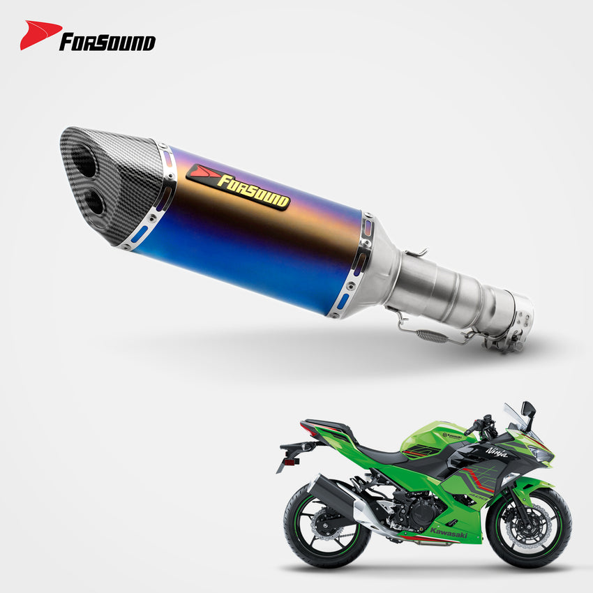 Forsound Factory Wholesale Price Motorcycle Exhaust Ninja 400 All Stainless Steel Carbon Fiber Double-hole Rectangular Muffler
