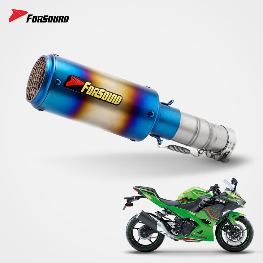 Forsound Factory Wholesale Price Kawasakis Ninja 400 Track Racing Exhaust System Rectangular Burnt Blue Muffler