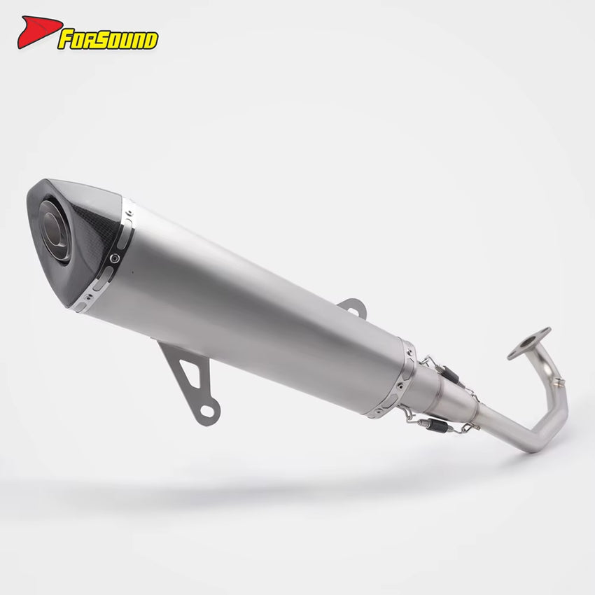 FORSOUND Exhaust for ADV 160 Carbon Fiber Stainless Steel Matte Finish Extended Slant Hexagonal Deep Mellow Exhaust Note Urban
