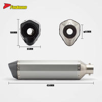 New RS Original Modified Stainless Steel Exhaust Muffler Pipe Replacement Universal Silver Body 51Mm Lengthened Hexagonal Double
