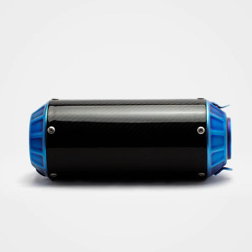 RS Original Universal Modified Motorcycle Exhaust Pipe Stainless Steel Carbon Fiber Blue Mouth Embossed Barrel Tail Section New