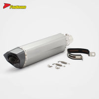 RS Original Modified Stainless Steel Exhaust Pipe Universal Silver Body with Lengthened Hexagonal round Hole Tail Section 51Mm