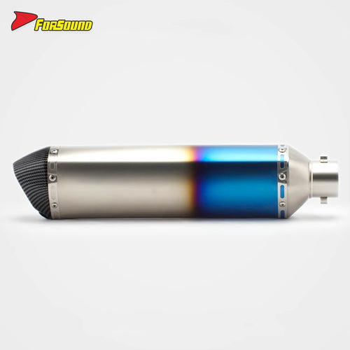 RS Original Modified Universal Stainless Steel Exhaust Pipe Half Blue Extended Hexagonal Single Hole Tail Section 51Mm New