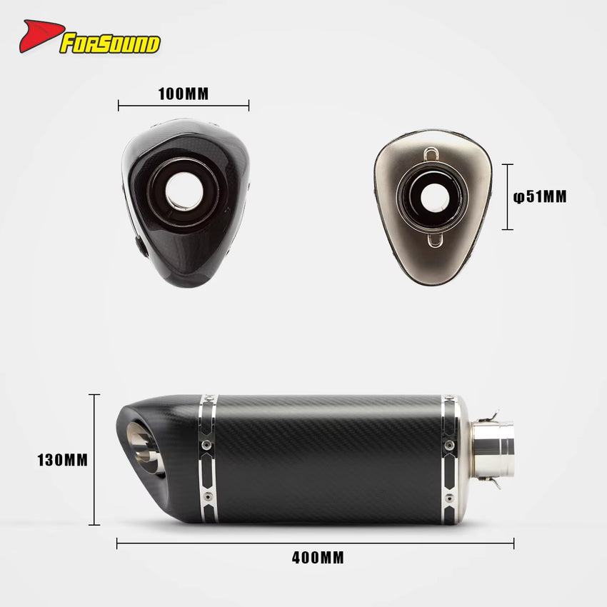Universal 51Mm Diameter K11-Style Slip-On Exhaust Carbon Fiber Tail Tip Improved Power Response Street Commute/Sport Riding OEM