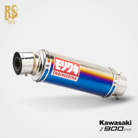 New FORSOUND KAWASAKI Z900RS Street Motorcycle Carbon Fiber Retro Tail Muffler End Can Blue Polished Stainless Steel MORIWAKI