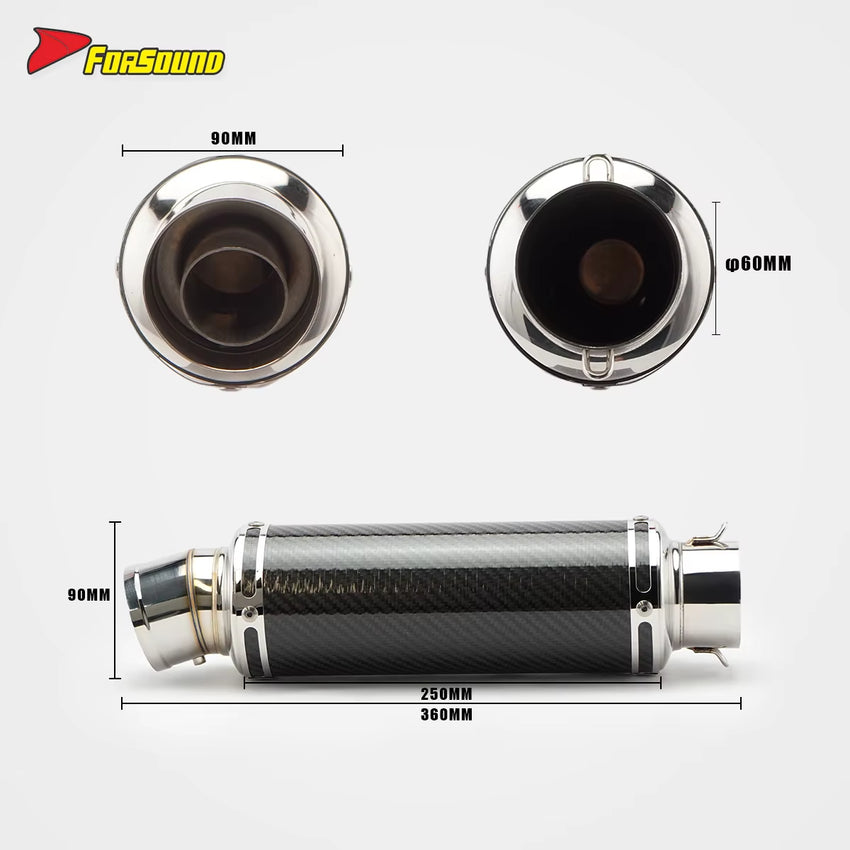 Stainless Steel Carbon Fiber 60Mm Yoshimura Exhaust Pipe for Universal Motorcycles Escapes Yoshimura Carbono