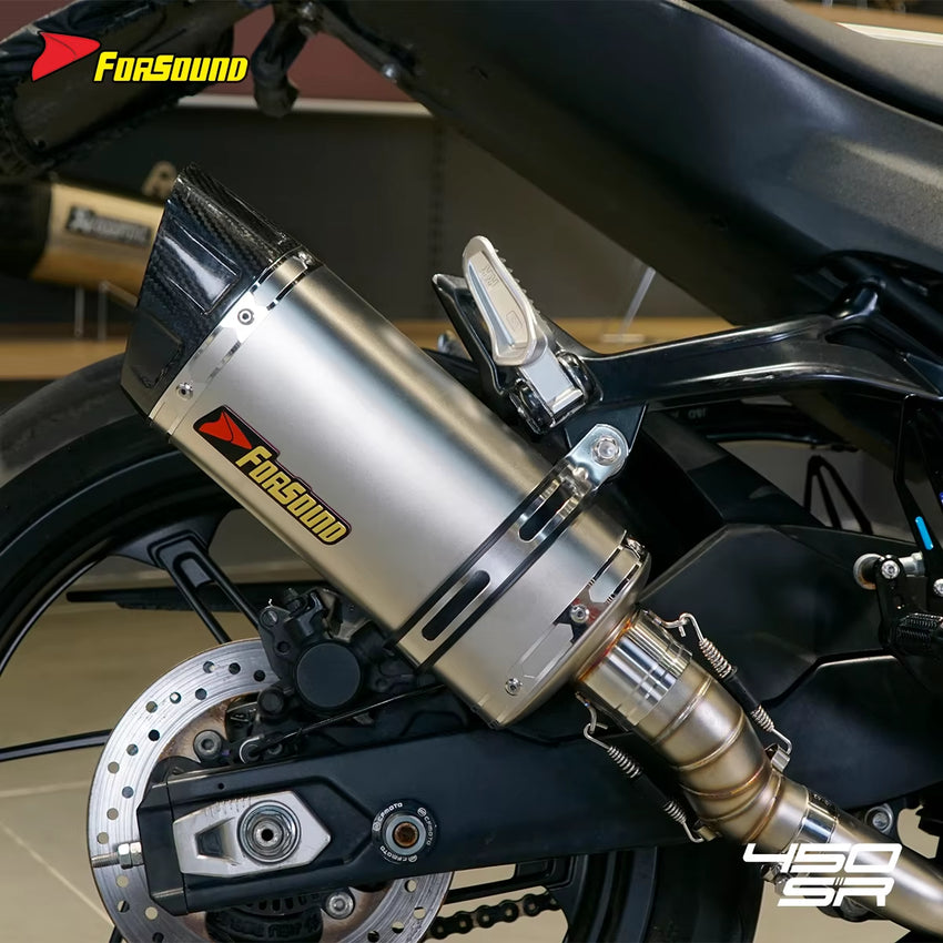 New Stainless Steel Carbon Fiber K10 Mid-Tail Section Frosted Black Catalytic Converter for 450SR/NK Motorcycle