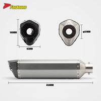 RS Original Modified Stainless Steel Exhaust Pipe Universal Silver Body with Lengthened Hexagonal round Hole Tail Section 51Mm