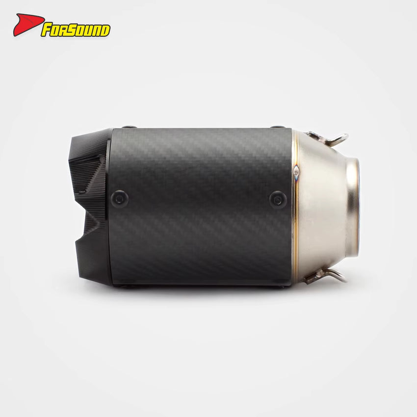 New RS Original 703RR Embossed Carbon Fiber Motorcycle Exhaust Pipe Universal Fit Retrofit/Upgrade Black Mouth 675NK 51Mm