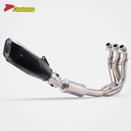 New for Trident660 2021-2024 Right Blade Carbon Fiber Exhaust System Black Body Full Stainless Steel Retrofit/Upgrade Mouth