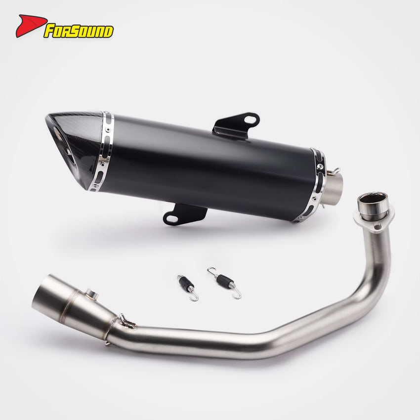 For Forza 350 Exhaust System-Large Hexagonal Straight Body Full System Stainless Steel Carbon Fiber Tip Replacement for Deep