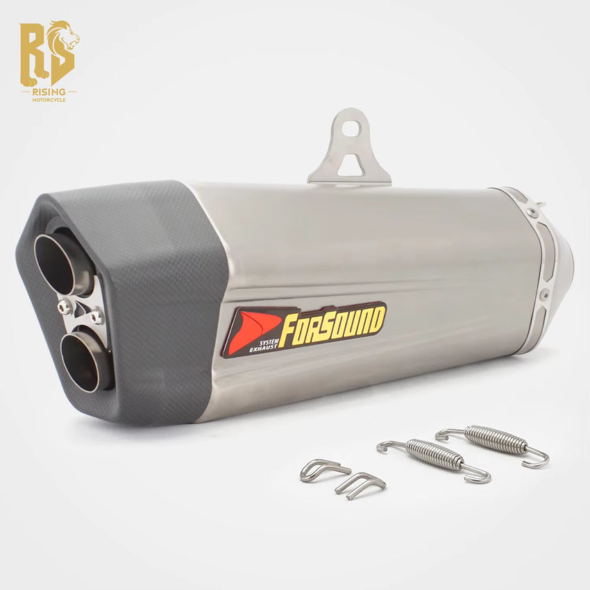 Stainless Steel Carbon Fiber 51Mm Pyramid End Can Exhaust Pipe Universal Motorcycle Pipe