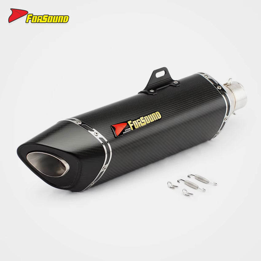 Forsound/Sound Black Carbon Fiber 60Mm R11-7 Long End Can Exhaust Pipe Universal Motorcycle New Condition