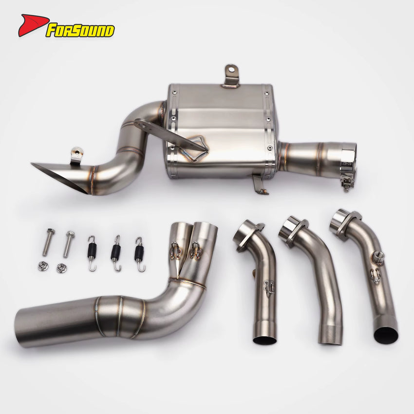 New Zontes 703Rr Exhaust Valved Silver Stainless Steel Under-Mount Full Exhaust System Oem-Style Straight-Through Street Riding